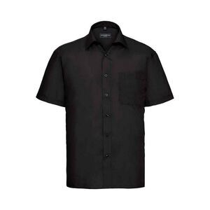 Russell Collection Mens Poplin Easy-Care Short-Sleeved Formal Shirt / Black